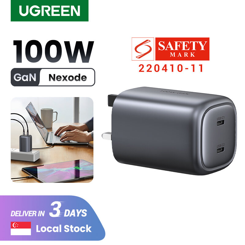 UGREEN 100W GaN 2-Port Fast Charger 2 Type C USB C Compatible for MacBook Pro/Air, Dell XPS, iPad Pro, Samsung S23 S22 Ultra, iPhone 14 13 Pro Max iPhone 14 Plus iPhone 12 11 Pro Max , Pixel, Xiaomi V