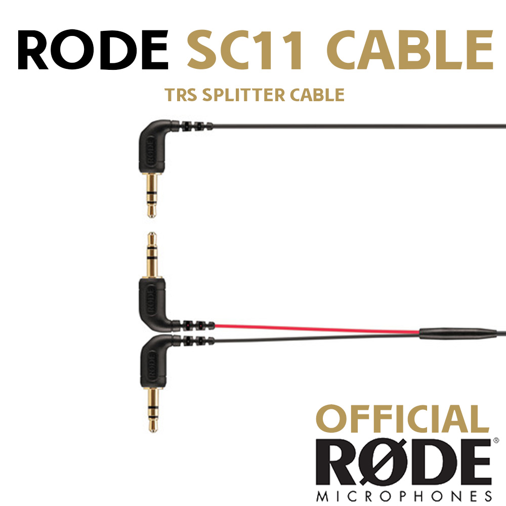 Rode SC11 3.5mm Right Angle TRS Splitter Cable for Dual Audio Input Microphone Wireless Go