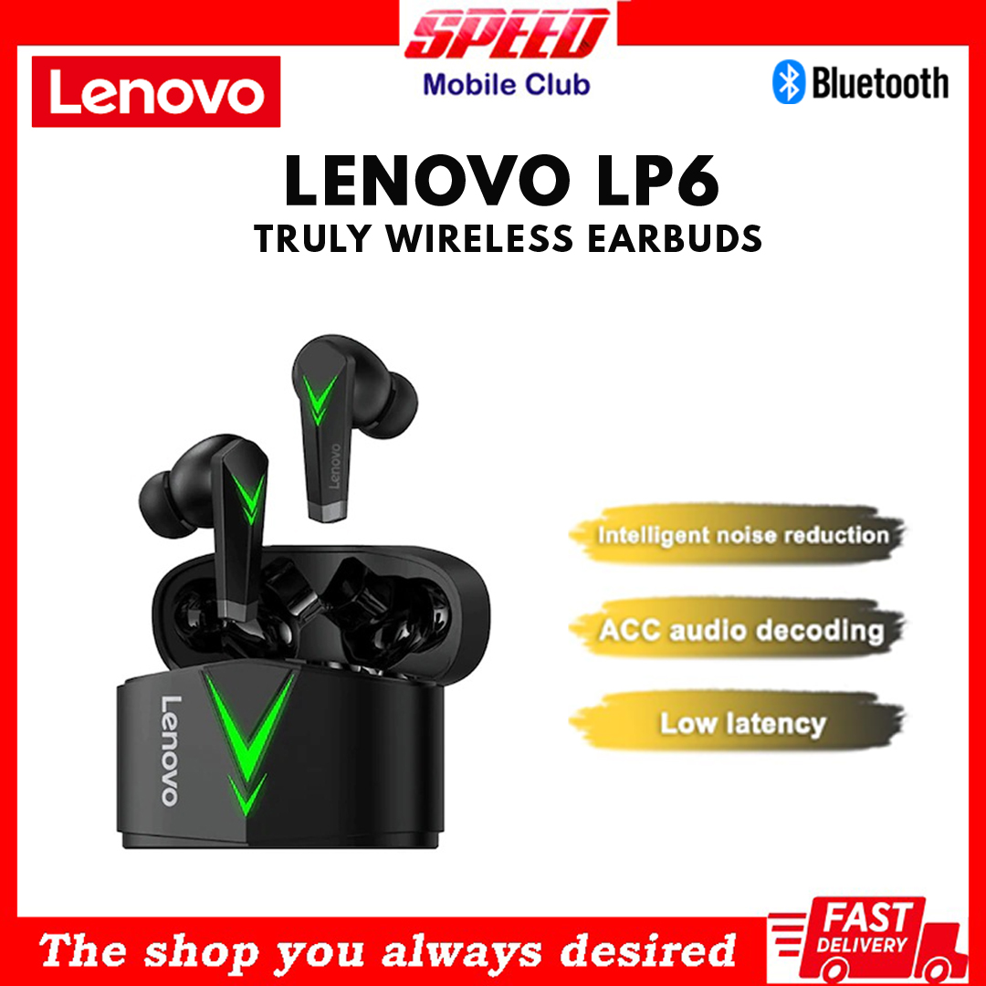 Lenovo LP6 TWS Gaming Earphone | Wireless Bluetooth Headphone | HIFI Low Latency | Noise Reduction