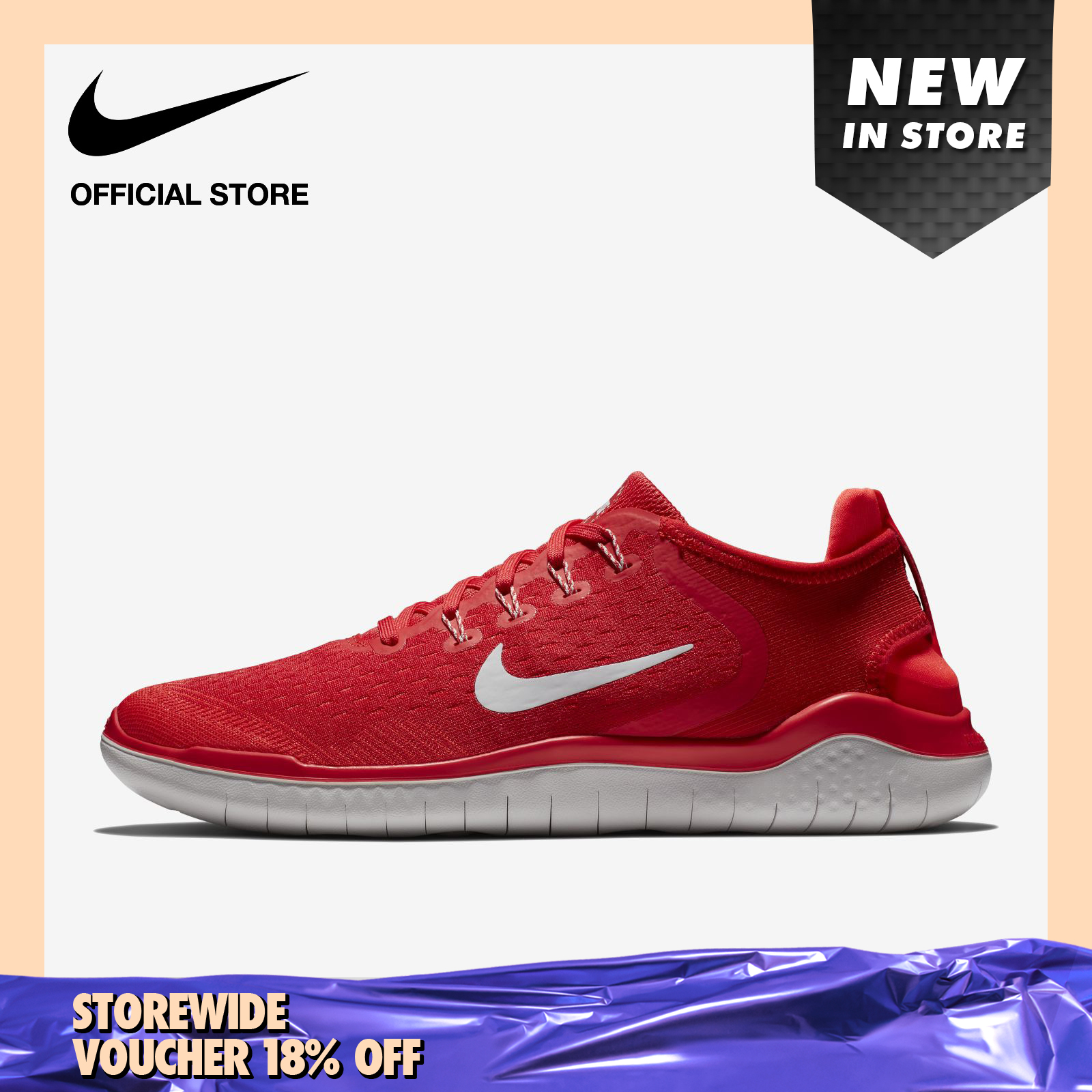 Nike Men's Free RN 2018 Running Shoes - Speed Red