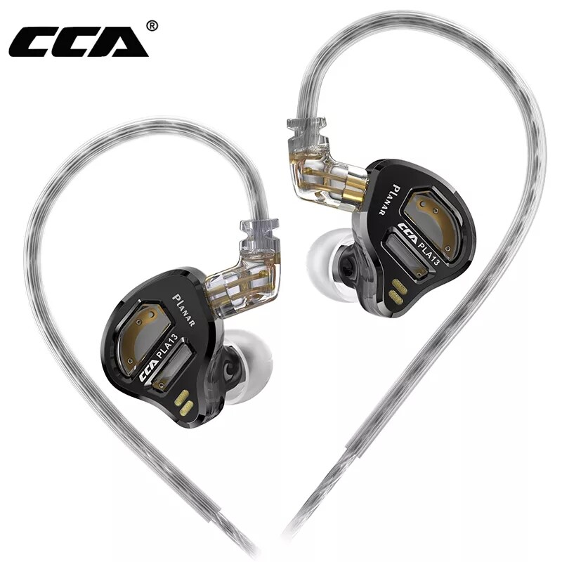CCA PLA13 Flat-diaphragm Metal Wired Headphone In Ear Monitor Earbuds Earphone HiFi Music Bass Best Sport Orthodynamic Headset